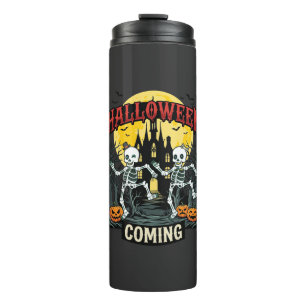 Halloween Kommende Tanzende Skelette Schloss Kürbi Thermosbecher