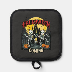 Halloween Kommende Tanzende Skelette Schloss Kürbi Topflappen