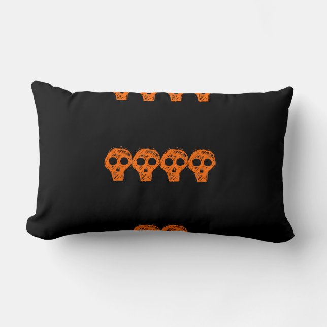 Halloween-Kopfkissen aus schwarzem und orangefarbe Lendenkissen (Vorderseite)