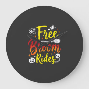 Halloween Kostenlose Besenfahrten Hexe Grafik Große Wanduhr