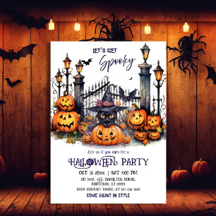 Halloween-Kostenüm Party Schwarze Katze Hexenhut g Einladung