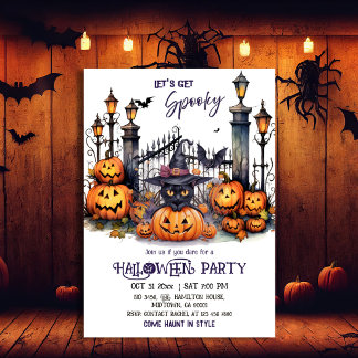 Halloween-Kostenüm Party Schwarze Katze Hexenhut g Einladung