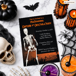 Halloween-Kostenüm- und Cocktailparty-Einladung Einladung