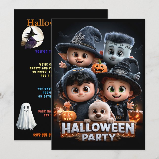 Halloween-Kostenümfest   Einladung (Vorne/Hinten)
