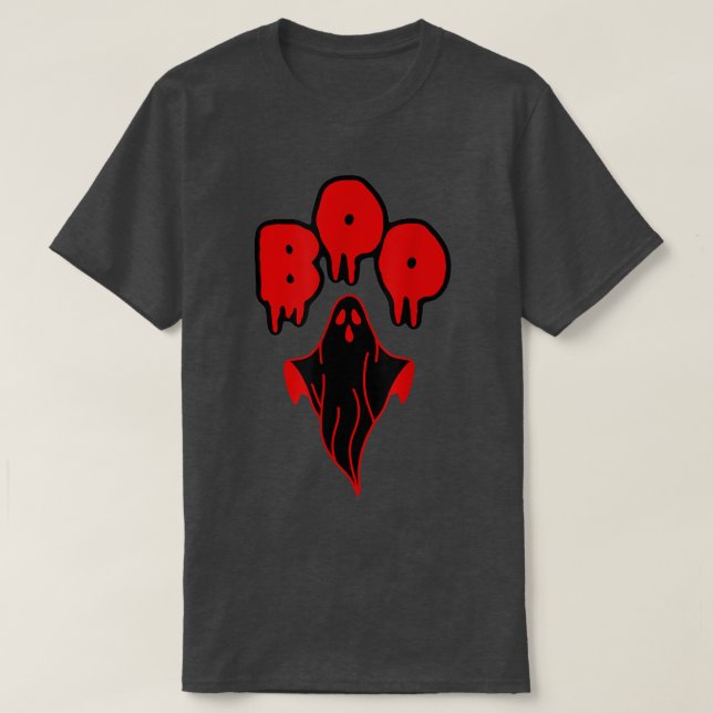 Halloween-Kostüm aus Rot und Schwarz-Geist T-Shirt (Design vorne)