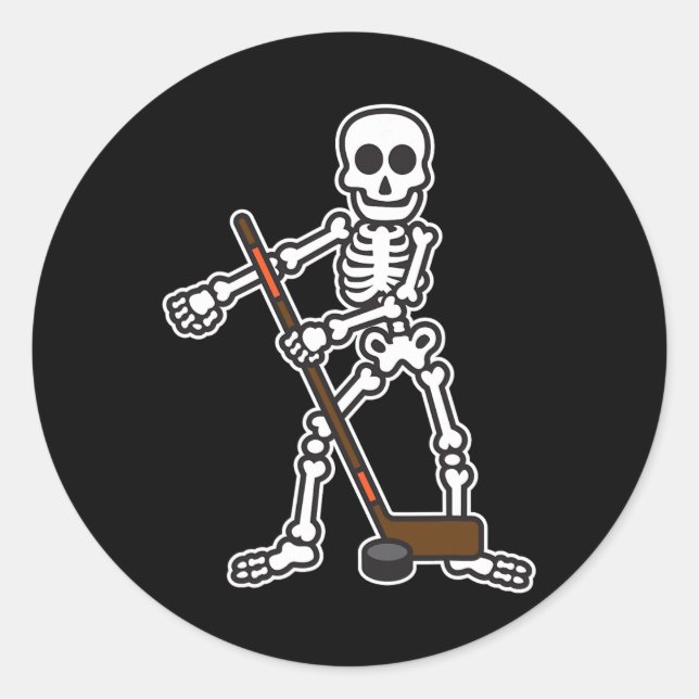 Halloween-Kostüm des Skeleton Hockey-Spielers Runder Aufkleber (Vorderseite)