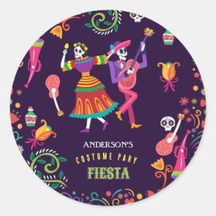 Halloween Kostüm Farbenfrohe Party De los Muertos Runder Aufkleber