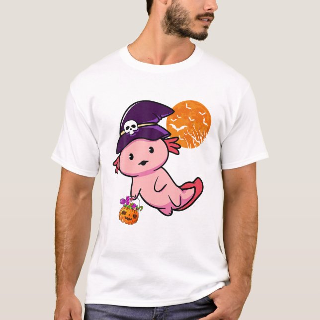 Halloween Kostüm für Jungen Kinder Axolotl Hexenpu T-Shirt (Vorderseite)