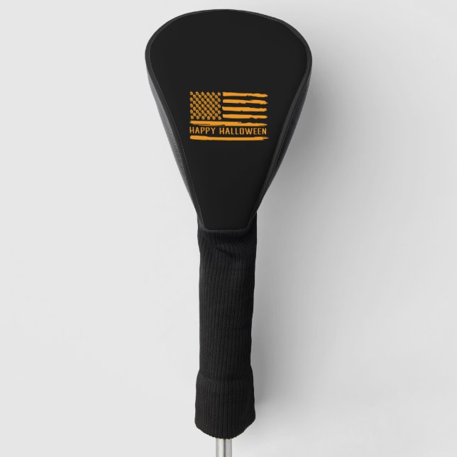 Halloween Kostüm für Männer USA Flag Pumpkin Squas Golf Headcover (Vorderseite)