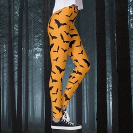 Halloween-Kostüm für Schwarze und Orange Fledermäu Leggings