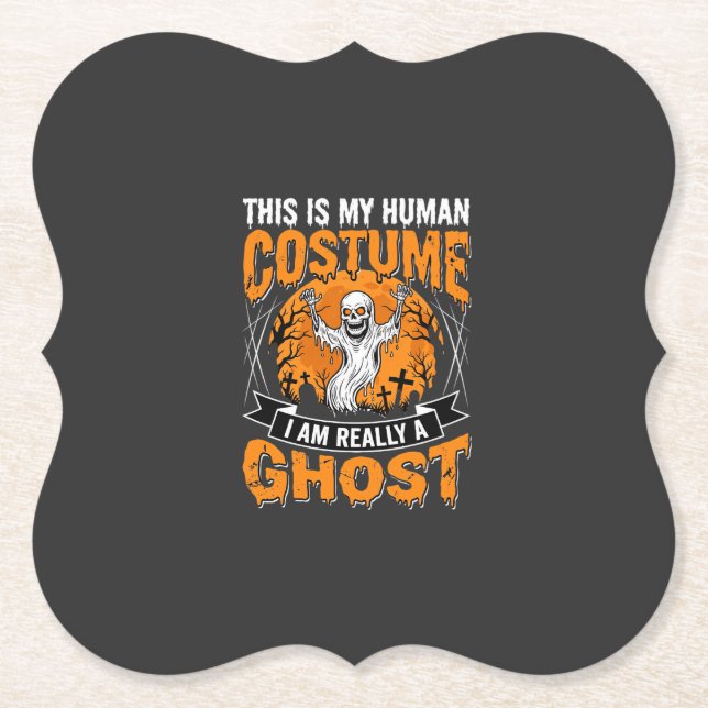 Halloween-Kostüm Geist Skelett Grafik für Menschen Untersetzer (Vorderseite)