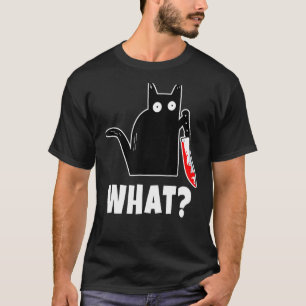 Halloween-Kostüm Mörderische Katze Blutiges Messer T-Shirt