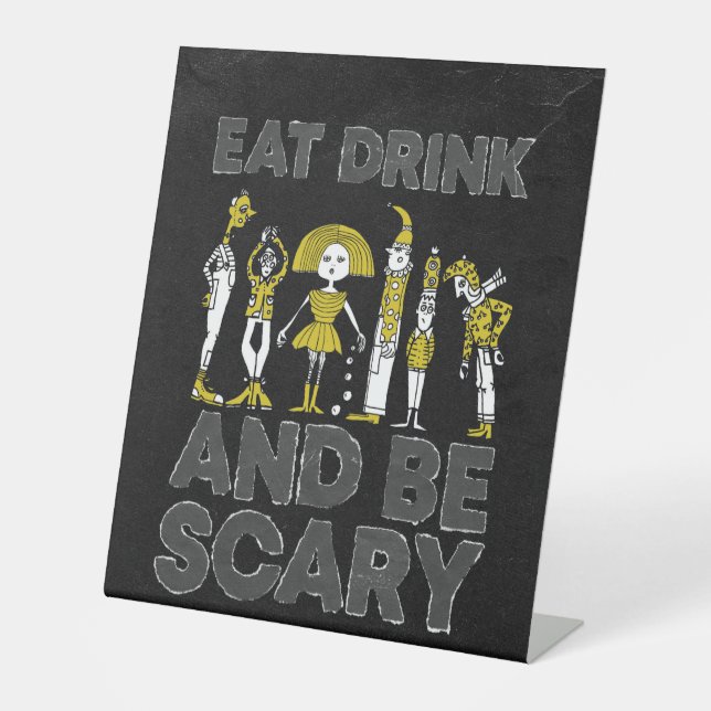 Halloween Kostüm Party Essensgetränke Beängstigend Sockelschild (Vorderseite)