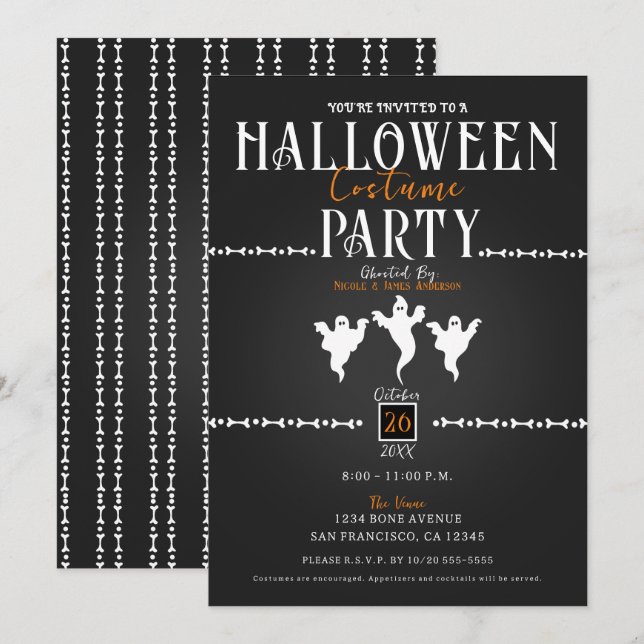 Halloween-Kostüm-Party für Geister Einladung (Vorne/Hinten)