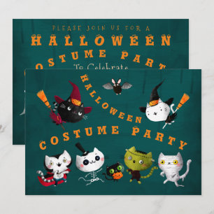 Halloween Kostüm Party Geburtstag Hexenkatze Mummy Einladung