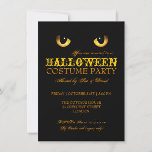 Halloween-Kostüm-Party Schwarze Katze Gelb Einladung
