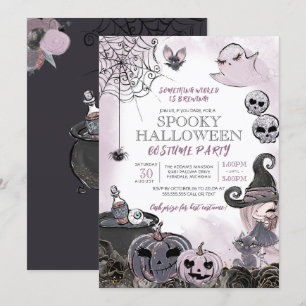 Halloween Kostüm Party Spooky Niedlich Hexe Einladung