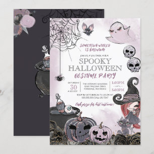 Halloween Kostüm Party Spooky Niedlich Hexe Einladung