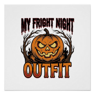 Halloween-Kostüm-Shirt Gruseliger Kürbis-Outfit_1 Poster