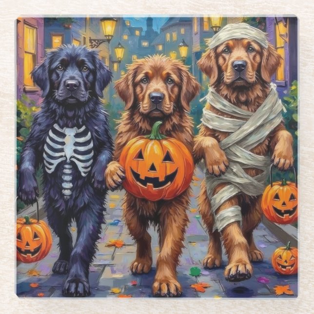 Halloween-Kostüme der Neufundländer Glasuntersetzer (Vorderseite)