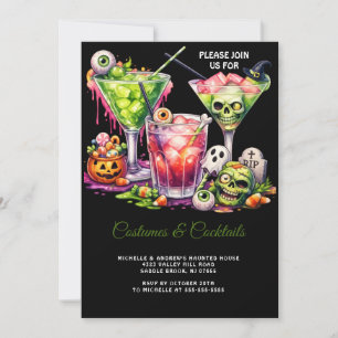 Halloween-Kostüme und Cocktails-Feier Einladung