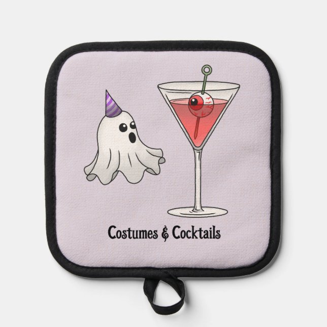Halloween-Kostüme und Cocktails Topflappen (Vorderseite)