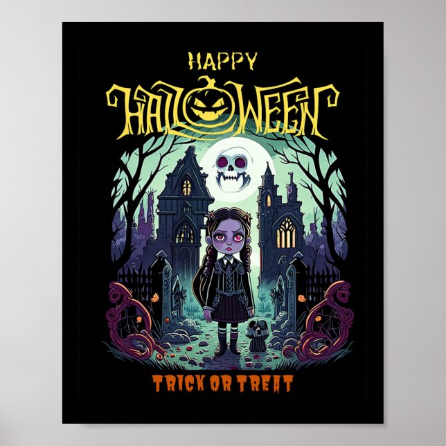 Halloween-Kostümoutfit für Kinder und Pa Poster (Vorne)