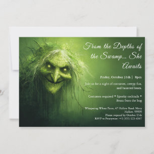 Halloween-Kostümparty-Einladung für Sumpfhexe Einladung