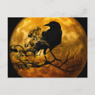 Halloween-Krähe in der Nacht Postkarte