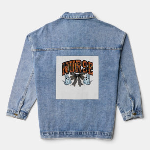 Halloween-Krankenschwester Gruseliger Koketten-Bog Jeansjacke