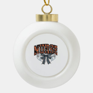 Halloween-Krankenschwester Gruseliger Koketten-Bog Keramik Kugel-Ornament