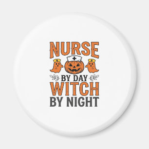 Halloween-Krankenschwester Hexe bei Nacht Vintage- Magnet