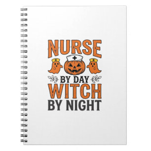 Halloween-Krankenschwester Hexe bei Nacht Vintage- Notizblock
