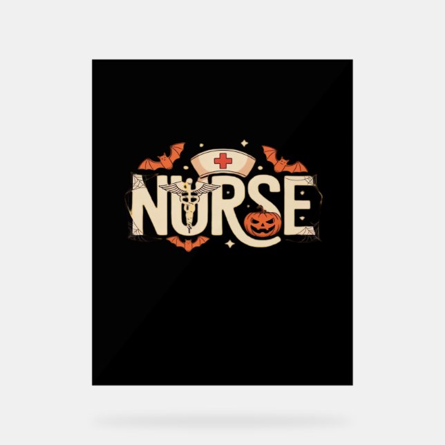 Halloween Krankenschwester Klassischer T - Shirt Acrylschild (Vorderseite)