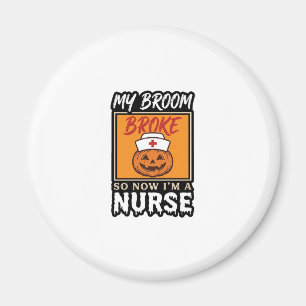 Halloween Krankenschwester Kürbis Besen Zerbrochen Magnet