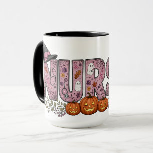 Halloween-Krankenschwester Pink Ribbon Design Tasse