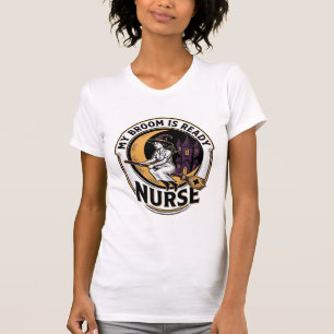 Halloween-Krankenschwester-Shirt Vintage-Hexenbese T-Shirt