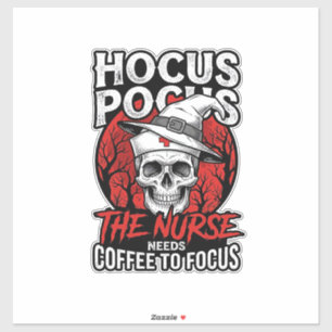 Halloween Krankenschwester Totenkopf Kaffee Fokus Aufkleber