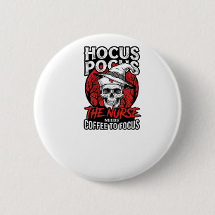 Halloween Krankenschwester Totenkopf Kaffee Fokus Button