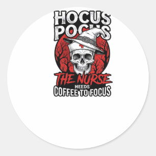 Halloween Krankenschwester Totenkopf Kaffee Fokus Runder Aufkleber