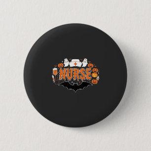 Halloween-Krankenschwester tropfender Kürbis-Geist Button