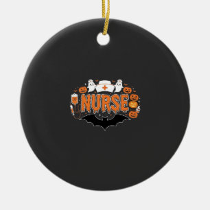 Halloween-Krankenschwester tropfender Kürbis-Geist Keramik Ornament