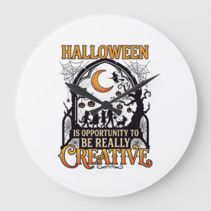 Halloween Kreative Kinder Silhouette Halbmond W Große Wanduhr