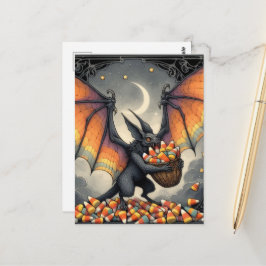 Halloween-Kreatur mit Süßigkeiten Postkarte