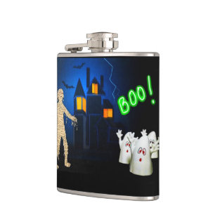 Halloween-Kreaturen auf der Hüftflasche Flachmann