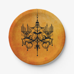 Halloween Kronleuchter Black und Orange Paper Tell Pappteller