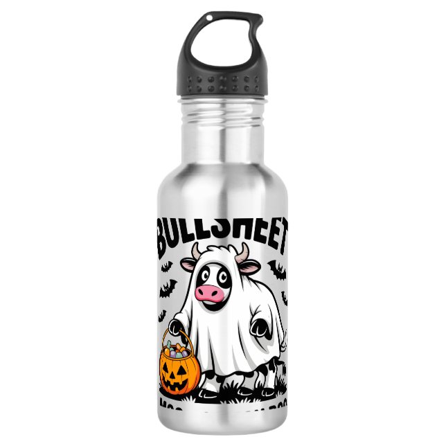 Halloween-Kuh Edelstahlflasche (Vorderseite)