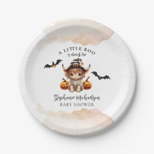 Halloween-Kuh Little Boo Baby Shower Pappteller