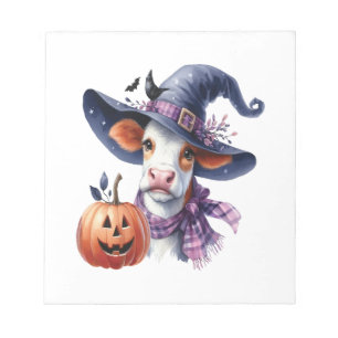 Halloween-Kuh mit Herbst Notizblock