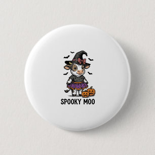 Halloween-Kuh-Shirt Süße Hexe Kalb Gravur Kunst Button